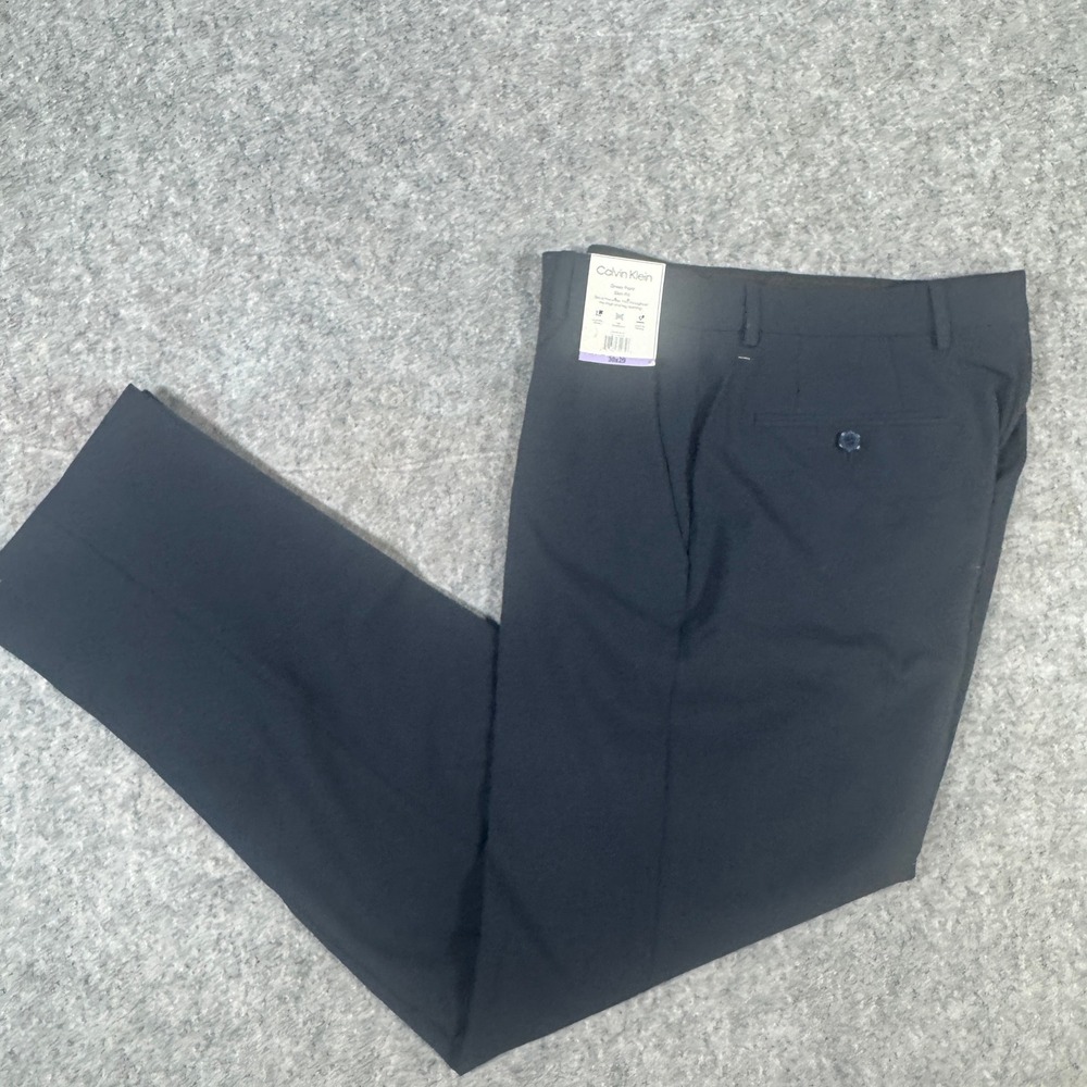 Calvin Klein Mens Slim Fit Dress Pants Blue Four-Way Stretch 30x29 NWT 1882280